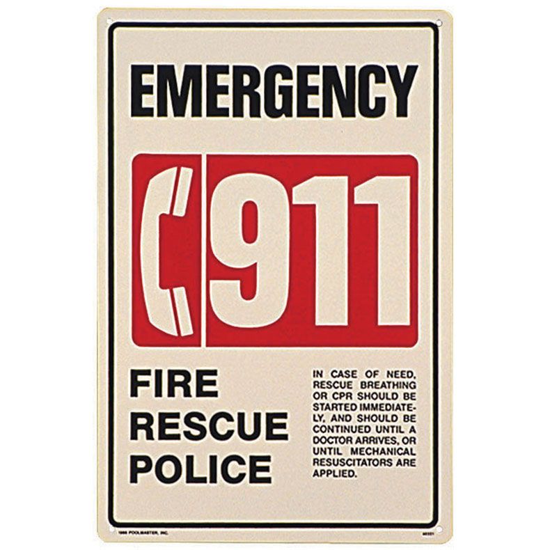 x 18 in. Emergency 911 12 in Pool Sign 