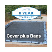 Hi-Tech Micro Mesh Winter Cover for 16x36 ft Rectangular Pools, 8 Year Warranty, with 12 Water Bags