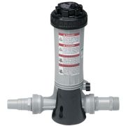 Doheny's Automatic Chlorinator/Brominator, Above Ground, In-Line showing input and output