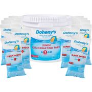 Doheny's Shock Chemical Bundle #2 with (12) 1-lb super shock bags and (1) 25-lb chlorine 3 inch tabs bucket, pool shock; shock for pools; pool shock treatment