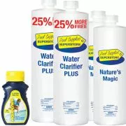 Pool Supplies Superstore Value Add-On Pack #3 with Two Bottles of Water Clarifier Plus, Two Bottles of  Nature's Magic, and 50 AquaChek Yellow Testing Strips