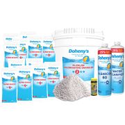 Doheny's Above Ground Chemical Bundle featuring Doheny's Di-Chlor Chlorinating Granules, Doheny's Super Shock, Doheny's Water Clarifier Plus, and Doheny's Algaecide 60 - our top selling algaecide! Everything you need for your above ground pool in one mone