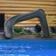 SideWinder Pool Slide on inground pool decking