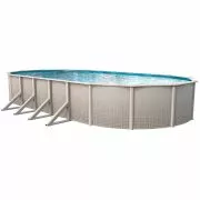 Concord 12 foot by 24 foot by 48 inch oval above ground pool with durable steel frame, perfect for family backyard swimming.