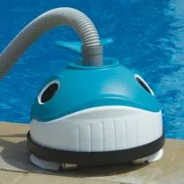 Hayward Wanda Whale Above Ground Pool Cleaner - on patio next to pool