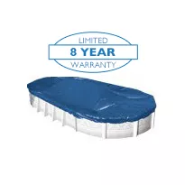 15x30 ft Above Ground Oval Deluxe Fitted Skirted Solid Pool Cover, 18x33 ft Actual Size 
