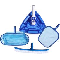 Doheny's Above Ground Maintenance Kit, Standard Leaf Rake Leaf Skimmer Brush Flex Vacuum Head