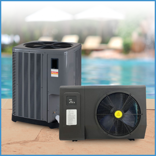 Two heat pumps for pool heating, providing energy-efficient warmth for the pool water.