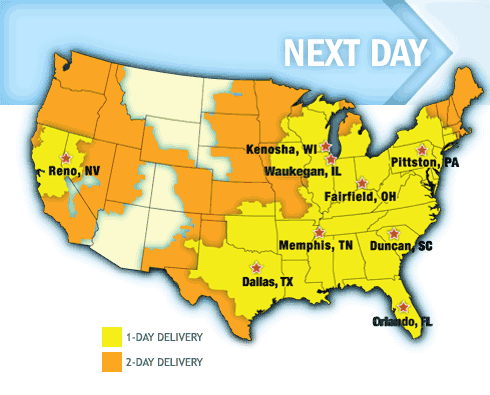 Next Day Delivery Zone Map